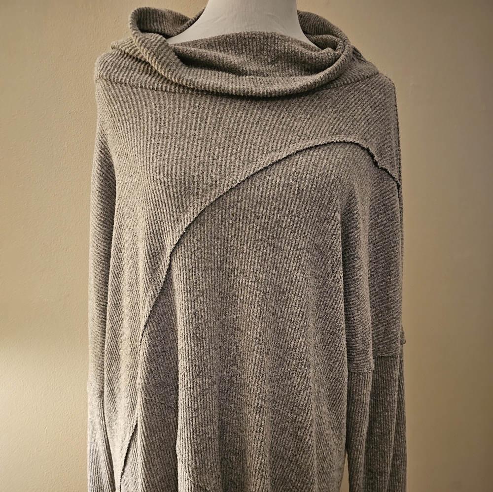 Grey Cowl Neck Long Sleeve Tunic Mullet Dress Size XL